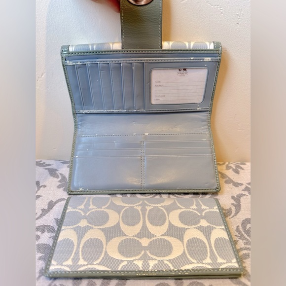 Coach Wallet in Pale Blue, White, and Greenish Blue - Picture 3 of 7